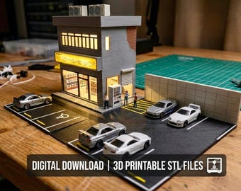 1:64 JDM Diorama STL Files - Japanese Diecast Market for Hot Wheels & Mini GT-Led Ready