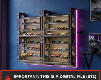 Exhibidor modular Hot Wheels / Estante LED a escala 1:64, archivo STL