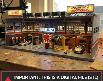 Sala de exposición modular STL a escala 1/64 para exhibición de Hot Wheels, garaje expandible para autos de juguete y diorama de concesionario de fundición a presión.