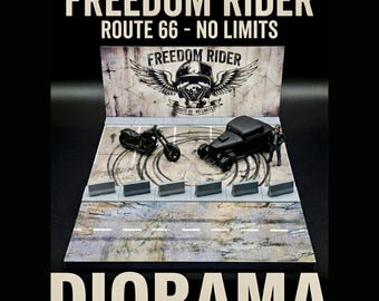 1/64 Scale Road Diorama | Route 66 Biker Display Base