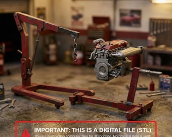 Diorama de garaje multiescala JDM (paquete STL) / Motor RB26 y polipasto (descarga digital)