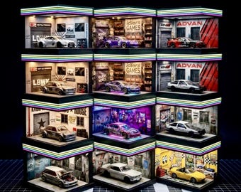Archivos STL de diorama LED modular a escala 1/64 / Garaje de exhibición de Hot Wheels (descarga digital)