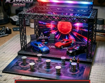 Diorama de escenario neón a escala 1/64 (archivos STL, descarga digital)