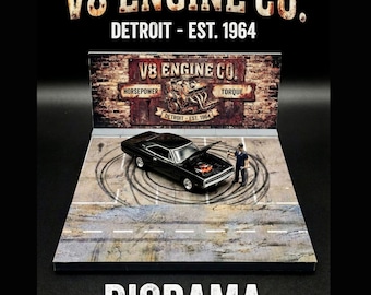 1/64 Scale V8 Engine Co. Diorama | Rusty Mechanic Shop Display