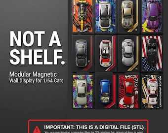 1/64 Scale Magnetic Car Display STL Files | Modular Wall Mount (Digital Download)