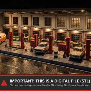 1/64 Skala Tysk Auto Service STL, Euro Garage Diorama för Hot Wheels Display & Leksaksbilsgarage