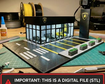 Diorama de exposición de un concesionario de coches a escala 1/64 - Garaje de exhibición de Hot Wheels