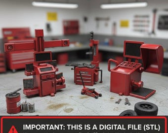 Kit de herramientas de taller RC personalizado STL / 1/10 - 1/64, accesorios de garaje para dioramas de Hot Wheels
