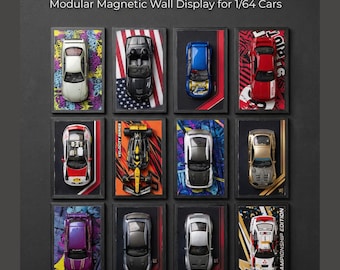 Expositor de pared Hot Wheels para coches de fundición a presión a escala 1/64: sistema modular magnético de exhibición de coches