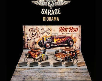 1/64 Scale Hot Rod Garage Diorama | Kustom Kulture Display Base