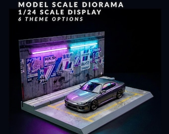 1/24 Scale JDM Garage Diorama, Diecast Car Display
