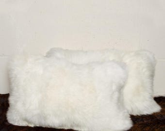 2 Natural New Zealand Sheepskin Pillow | Set of 2 | Sheepskin Cushion | Soft & Unique | Genuine Sheepskin Pillow – Home Décor | 12"x20"