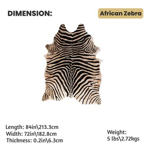 May include: An African Zebra patterned rug with dimensions of 84 inches long, 72 inches wide, and 0.2 inches thick. The rug weighs 5 lbs. The rug has a black and tan zebra stripe pattern.