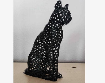 Figur Katze sitzend im Voronoi Stil - 10/16/25cm Höhe - 70 Farben zur Auswahl - Skulptur - Figuren Voronoi Stil