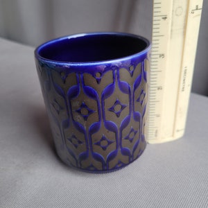 Hornsea Pottery rare blue Hierloom sugar pot, pen pot, beaker, storage jar. 1970s pottery. image 3
