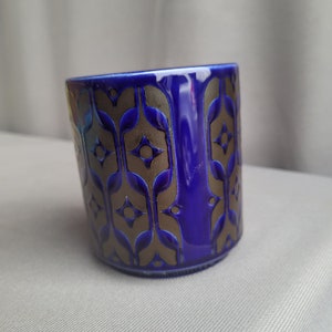 Hornsea Pottery rare blue Hierloom sugar pot, pen pot, beaker, storage jar. 1970s pottery. image 8