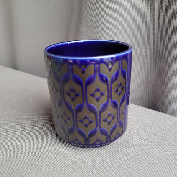 Hornsea Pottery rare blue Hierloom sugar pot, pen pot, beaker, storage jar. 1970s pottery.