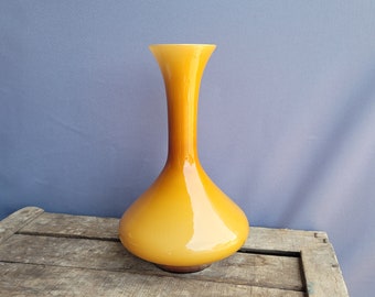 Vintage Mustard Yellow Cased Glass Vase 60s 70s  Mid Century Butterscotch Empoli Italian cased glass