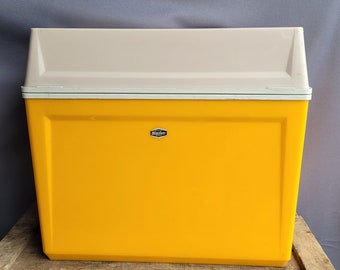 Vintage 1970s Bright Orange Cool Box  Cooler Ice Box For Camping Festivals Caravan VW Camper