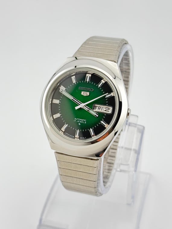ヴィンテージ セイコー5 自動巻き腕時計：グリーン文字盤、36mm