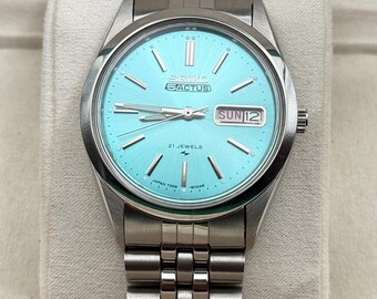 Vintage Seiko 5 Automatic 6309 Sky Blue  Dial Men’s Wristwatch
