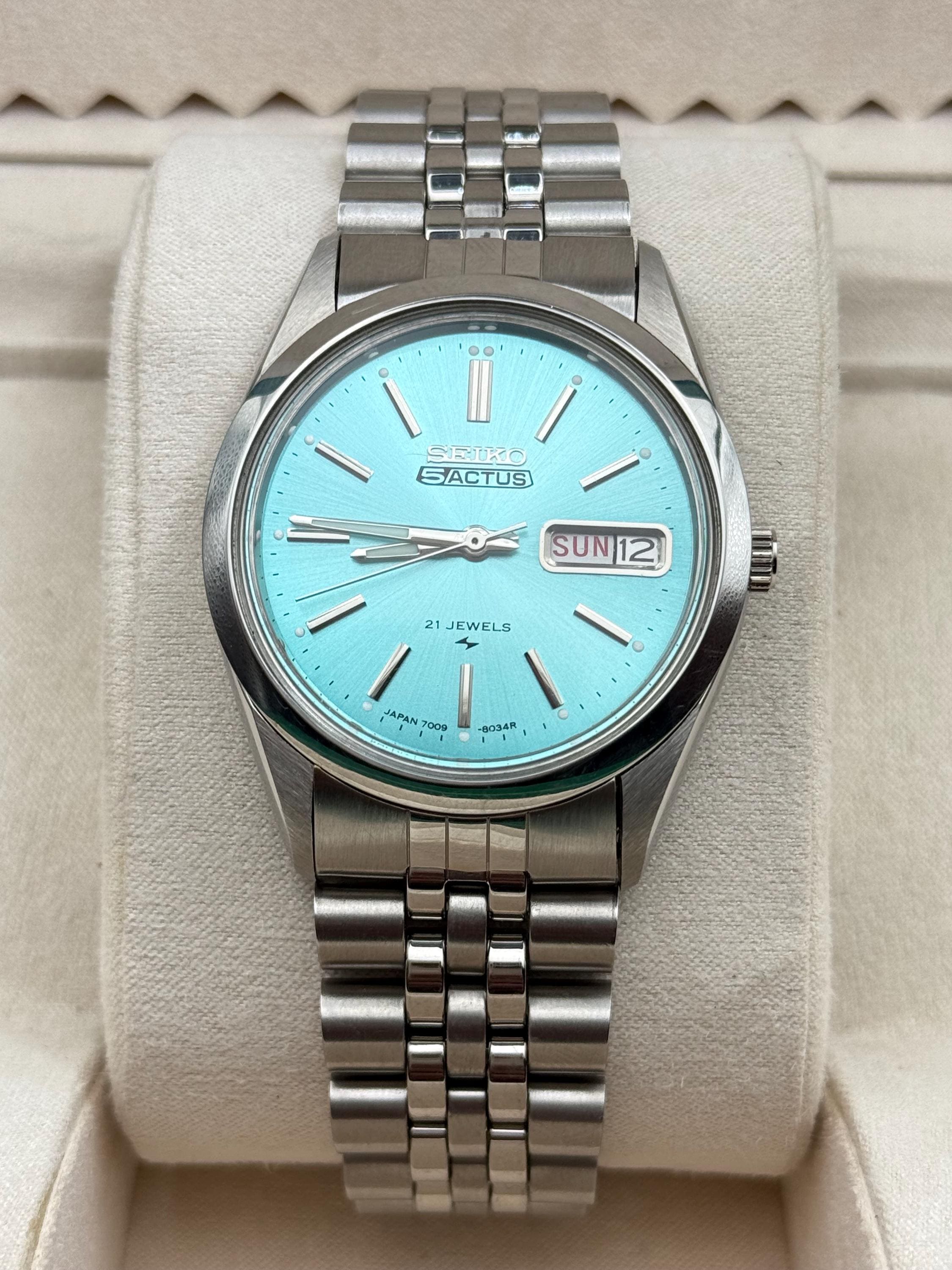 カクタス Cactus レザーブレスレットウォッチ 腕時計 水色ターコイズ