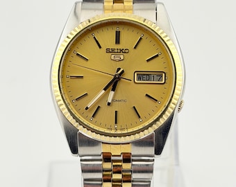 Seiko 5 Automatic Vintage Men's Watch 7009-3110 Two Tone Gold Dial