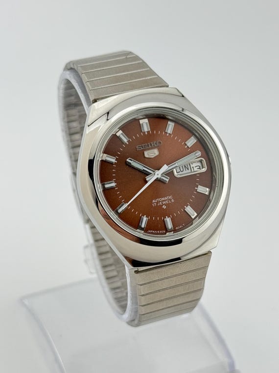 Vintage Seiko 5 Automatic Watch: Brown Dial, 6309 Japan Movement