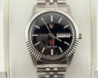 Rado Purple Horse Black Dial Automatic Watch 2878 Swiss Movement Vintage Rado Wristwatch