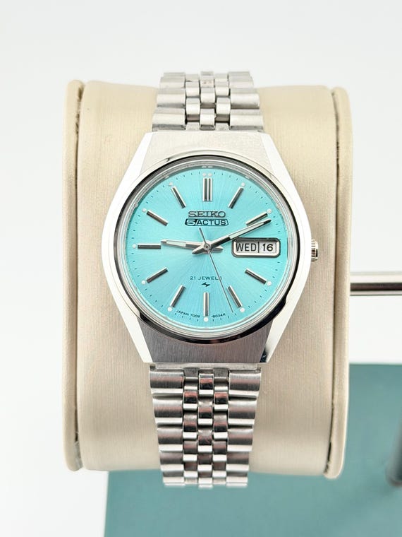 Vintage Seiko 5 Automatic 6309 Sky Blue Dial Men