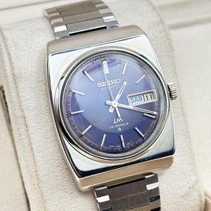 Seiko LM 5606-6020 Automatic Watch | Blue Dial | 34mm Men’s Vintage Watch | Japan Made | Retro Style | Gift for Him