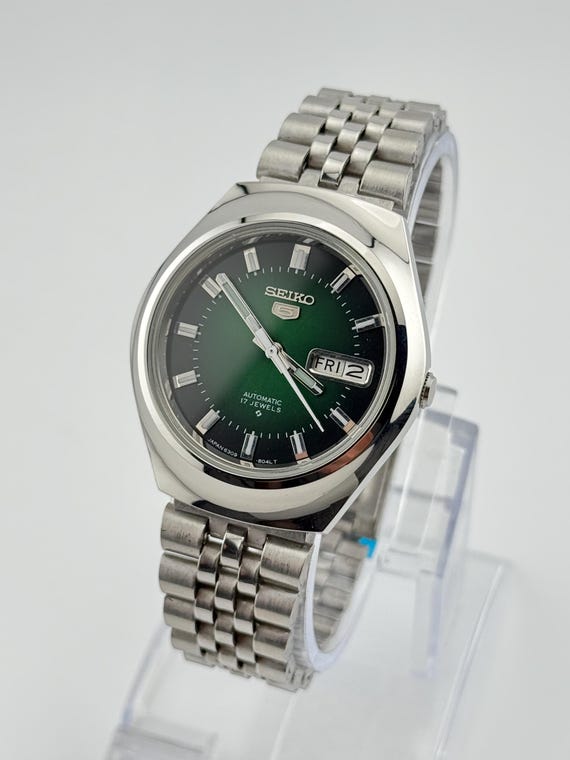 ヴィンテージ セイコー5 自動巻き腕時計 | 36mm グリーン文字盤、日本