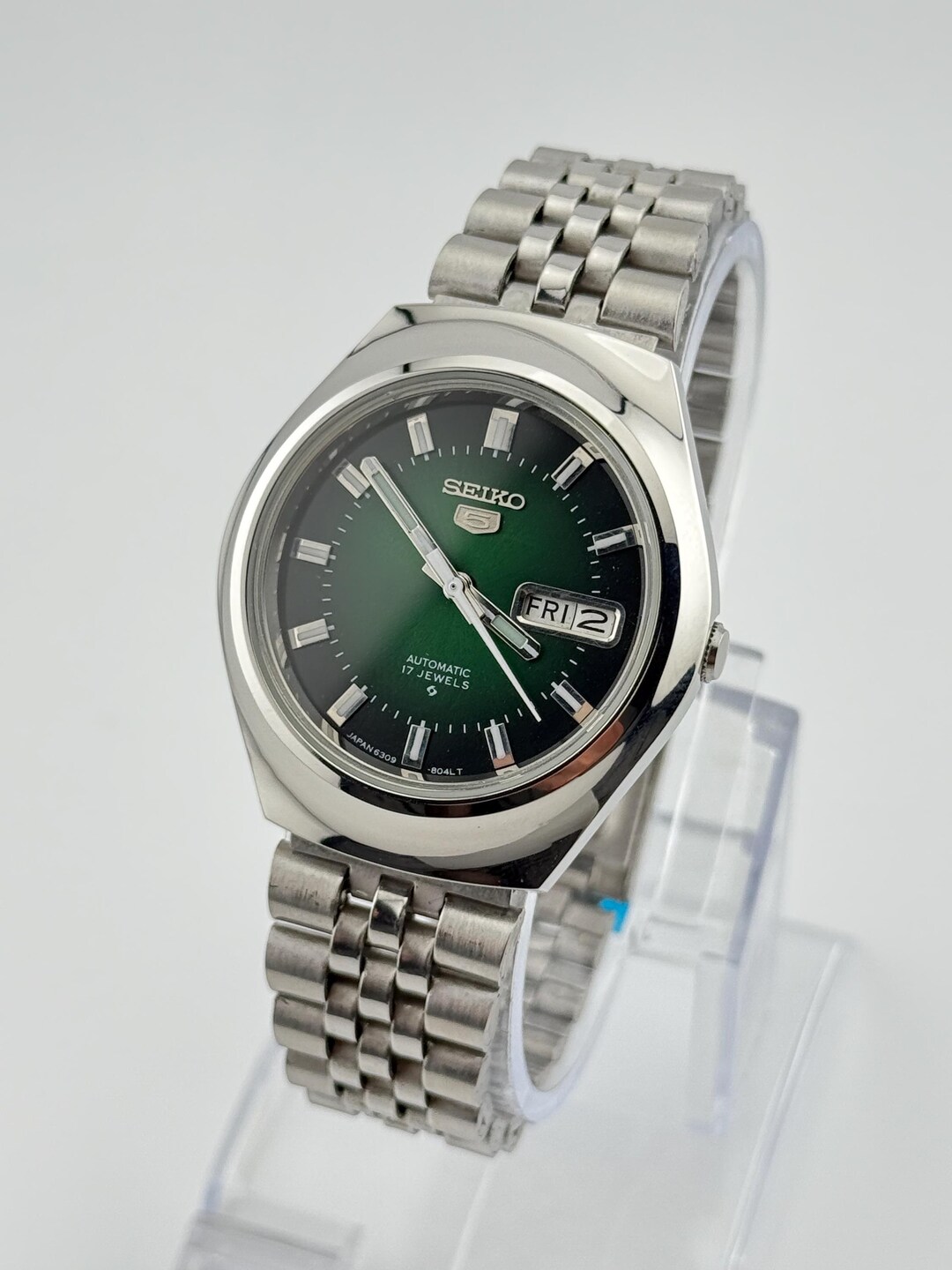 Vintage Seiko 5 Automatic Watch: Green Dial, 6309 Japan Movement