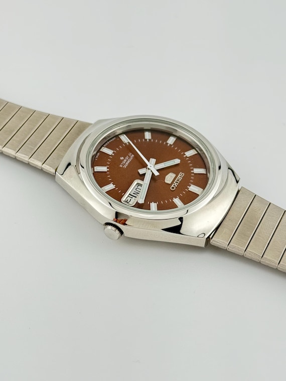 Vintage Seiko 5 Automatic Watch: Brown Dial, 6309 Japan Movement