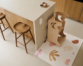 Tappetino Seggiolone Bambini 130 Cm Rotondo - Impermeabile, Antiscivolo, Lavabile, Giallo - Foto 5