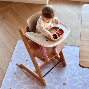 High Chair MAT for kids | Baby Splat Splash mat | Floor Protector | Waterproof | Vegan Leather 95x125 cm| DAISY LAVENDER