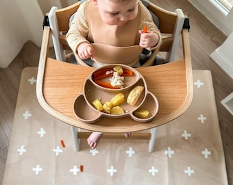 High Chair Floor MAT | Baby Splat Splash mat | Vegan Leather 95x125 cm | Cross SAND