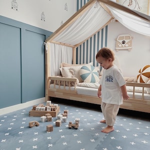 Blue & White Foam Play Mat: Non-Toxic EVA Puzzle Mat for Baby