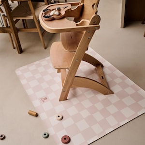 Vegan Leather High Chair Splat Mat: Chess Pink Beige (95x125 cm)