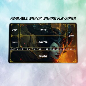 Dark Queen Lorcana Playmat 24x14 in with Playzone | Premium Playmat | TCG Playmat Mousepad boardgame