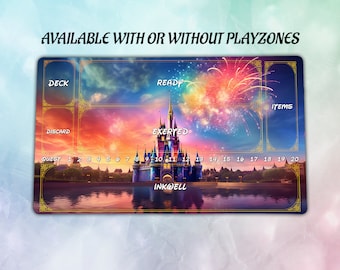 Castle Lorcana Playmat 24x14 in with Playzone | Premium Playmat | TCG Playmat Mousepad boardgame