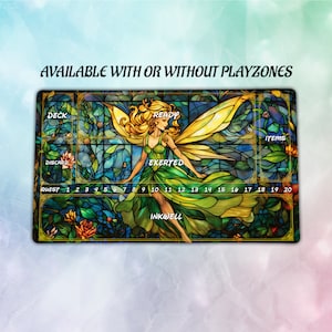 Fairy Lorcana Playmat 24x14 in with Playzone | Premium Playmat | TCG Playmat Mousepad boardgame