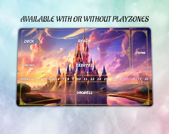 Castle Lorcana Playmat 24x14 in with Playzone | Premium Playmat | TCG Playmat Mousepad boardgame