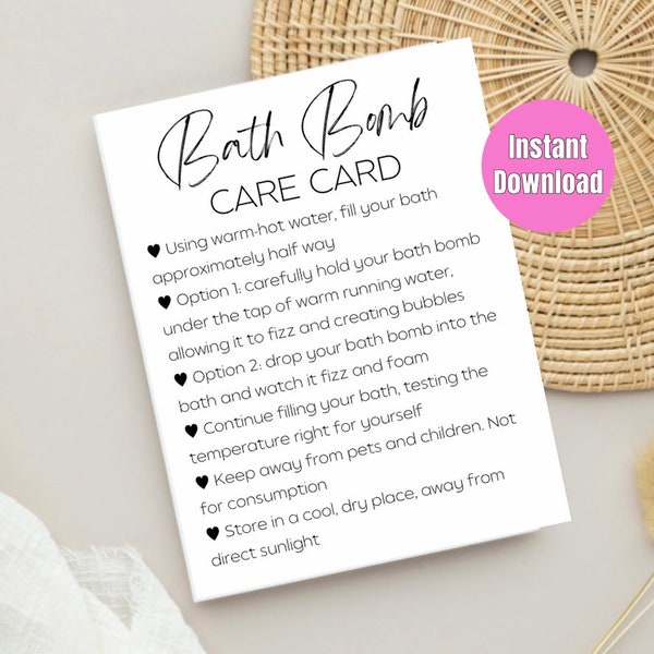 DigitalDownload. Bath Bomb Care Card. Cosmetics. Care Cards. Body Fragrance. Business Supplies. Bath Bomb. Bath Dust. Bath Products