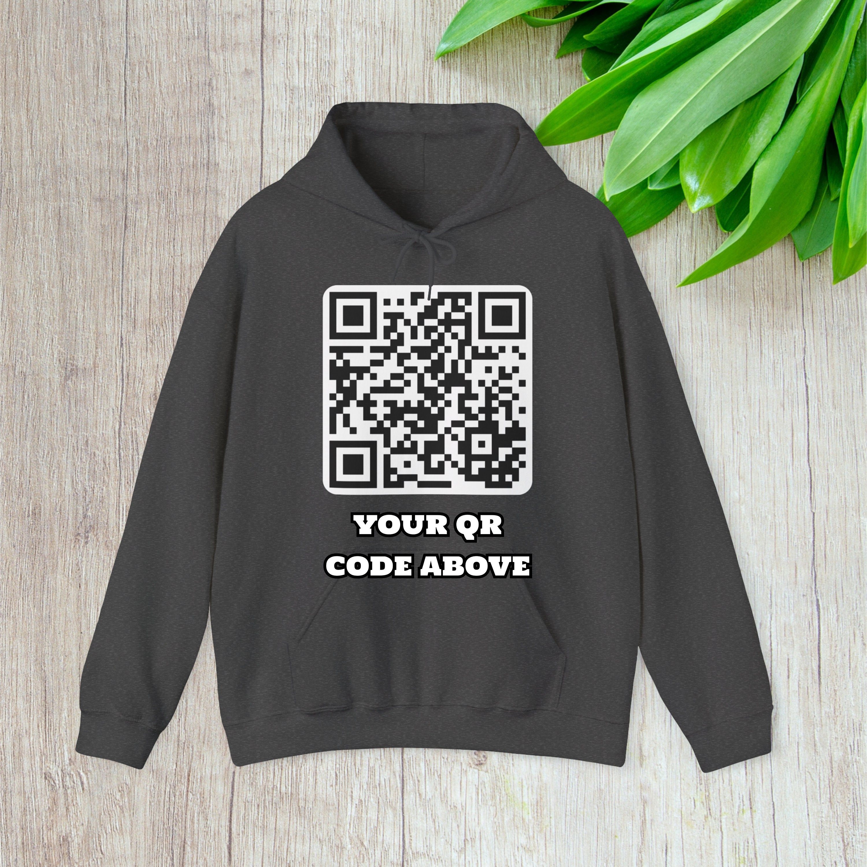 Customizable QR Code Hoodie, Custom QR Graphic Hooded Sweatshirt ...