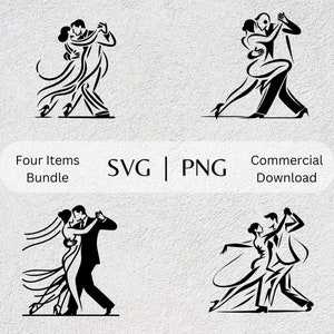 タンゴダンス SVG PNG コレクション カップルの手描きクリップアート 情熱をテーマにしたベクターイラスト SVG ファイル 印刷と工芸用