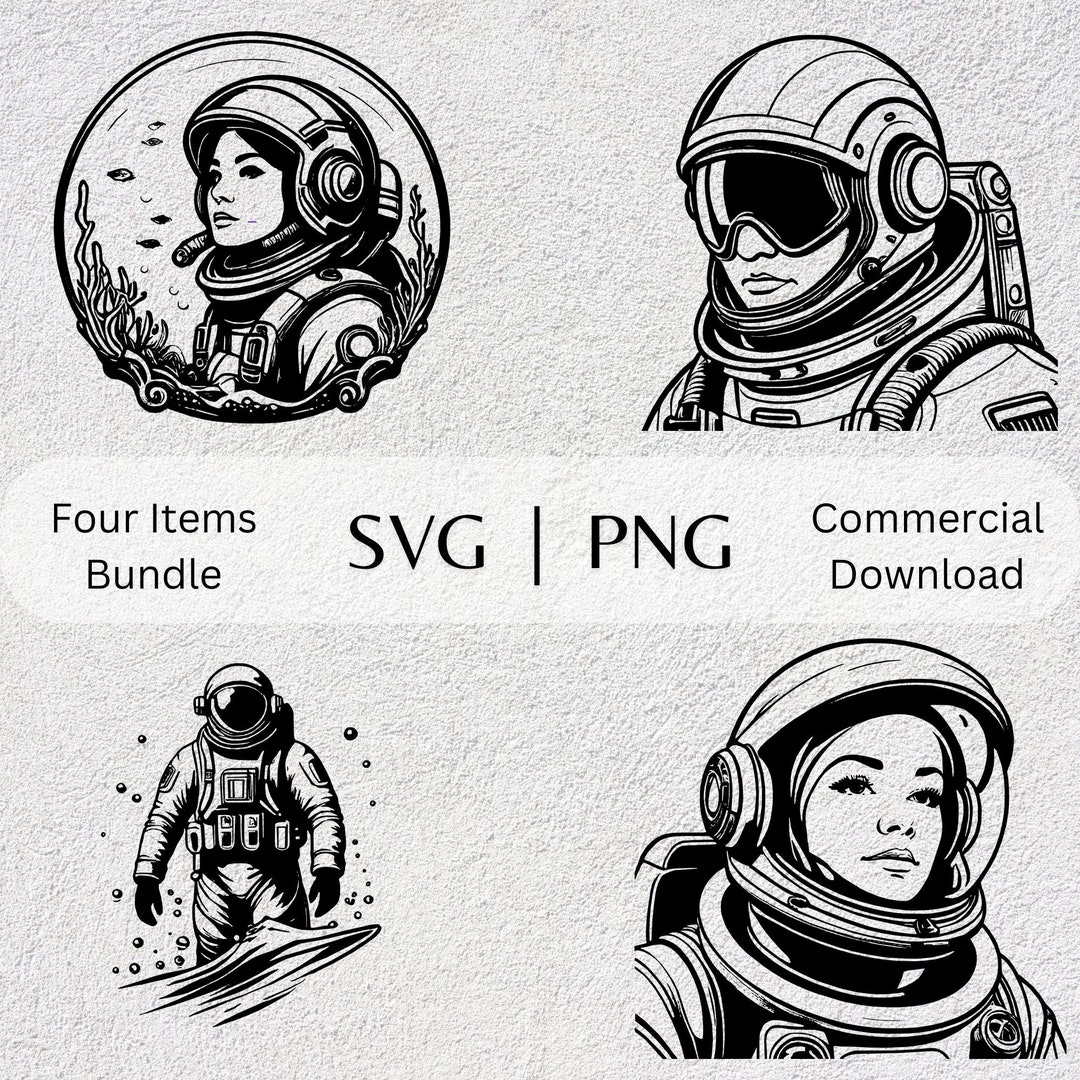 Space Astronaut SVG PNG Collection Cool Hand Drawn Clipart Vector ...