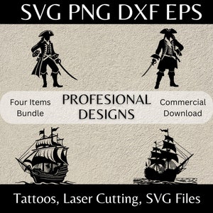 Pirate SVG Pack Pirate PNG Files Ship Pirate Clipart, Unique Sea Art Pirate Dxf SVG Pirate Images