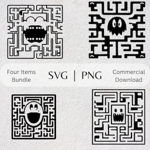 Doolhof Cartoon SVG PNG collectie spel Hand getekende clipart Retro thema vectorillustratie Doolhof Cartoon SVG-bestanden voor afdrukken en ambachten