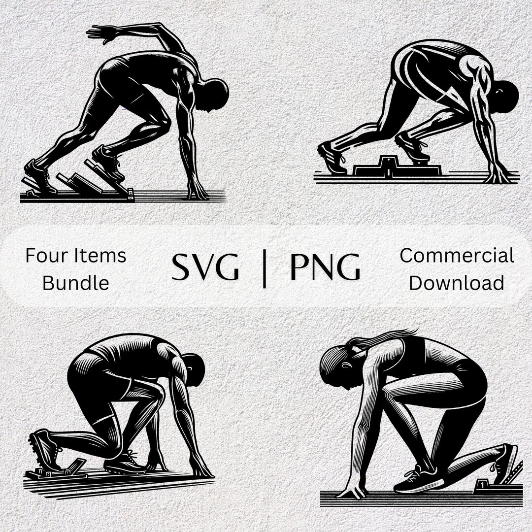 Race Pose SVG PNG Collection Tracks Hand Drawn Clipart Marathon Themed ...